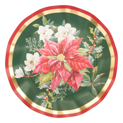 Evergreen Floral Wavy Paper Dinner Plates