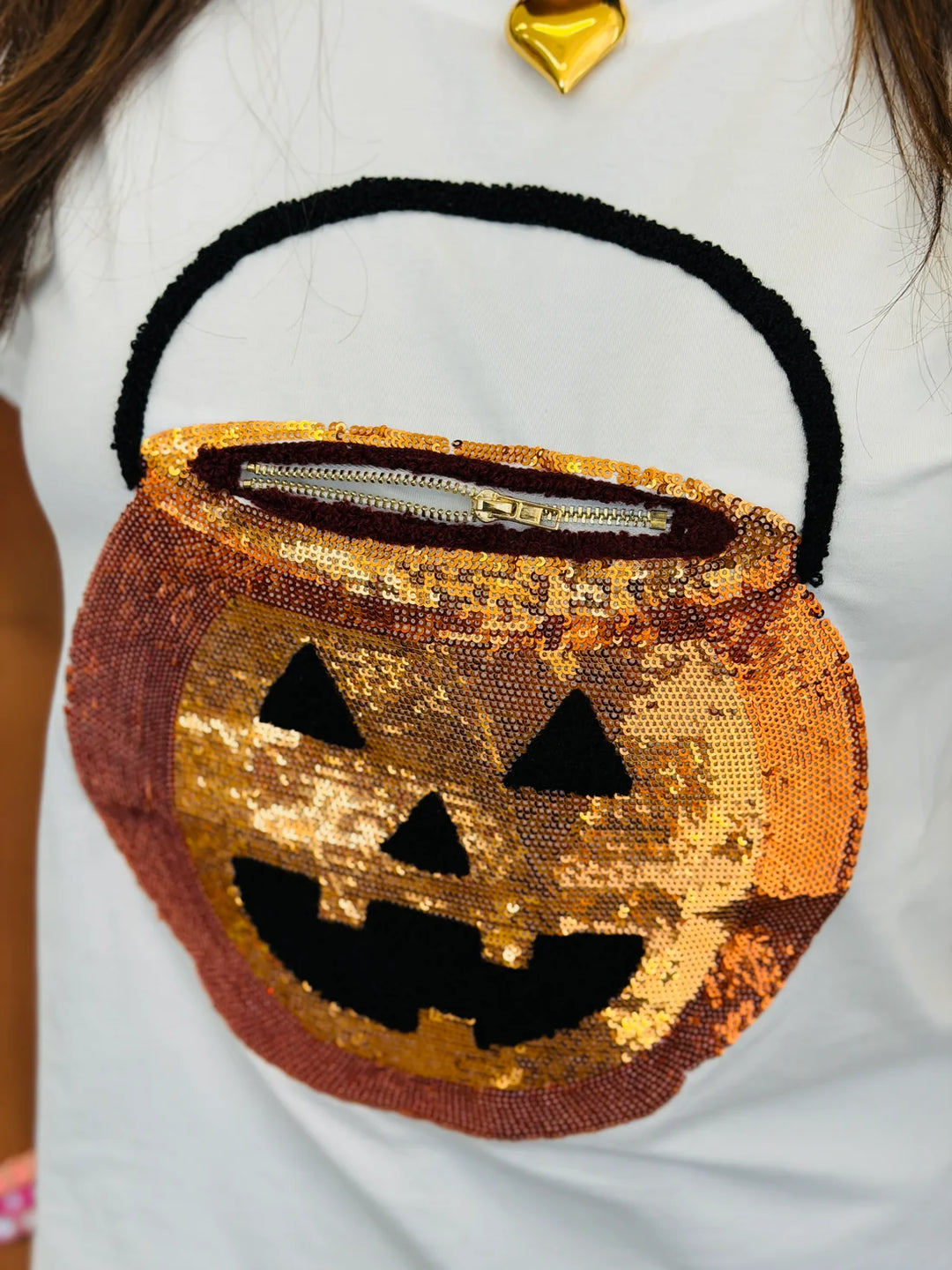 Queen of Sparkles White Pumpkin Candy Bucket Tee