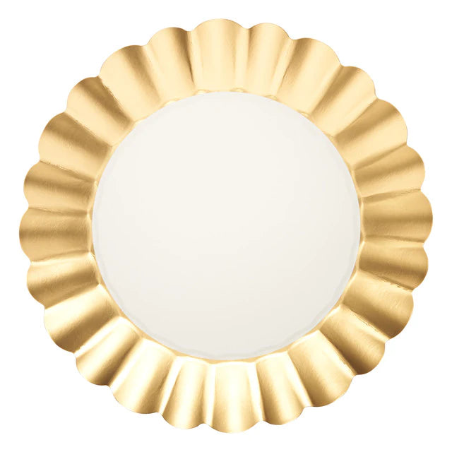Gold and White Dinner Plate