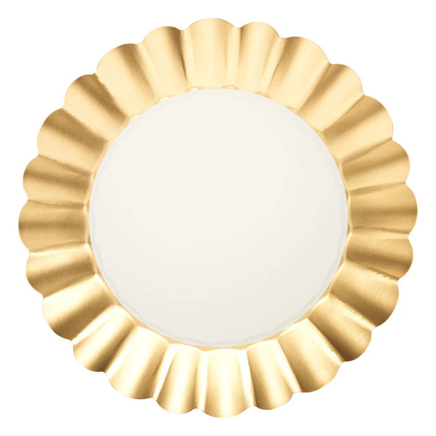 Gold and White Dinner Plate