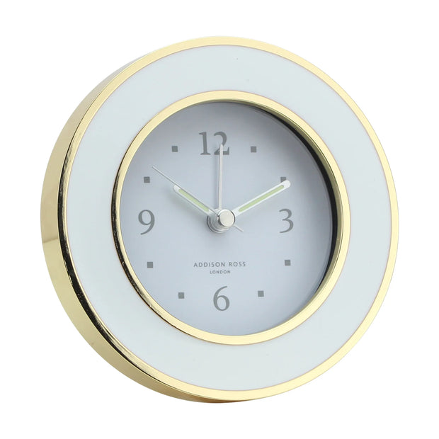 Addison Ross - Silent Alarm Clock - White & Gold