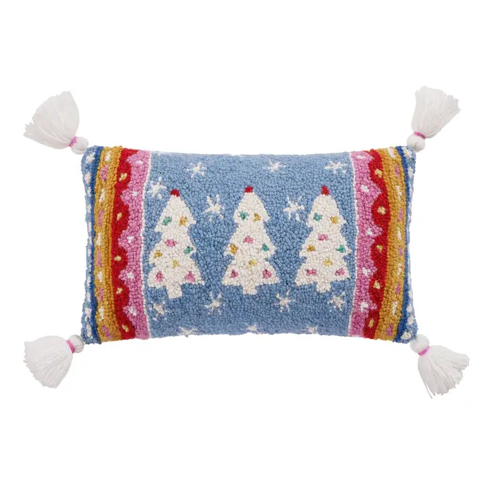 Peking Handicrafts Fair Isle Tree with Tassels Hook Pillow