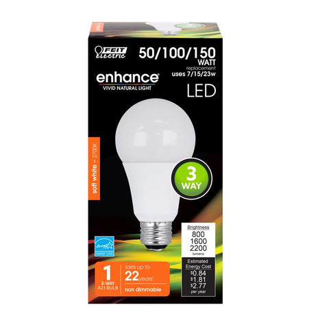 Feit Enhance A21 E26 (Medium) LED Bulb Soft White 50/100/150 Watt