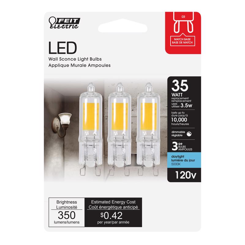 Feit T4 G9 LED Bulb Daylight 35 Watt Equivalence - 3 pk