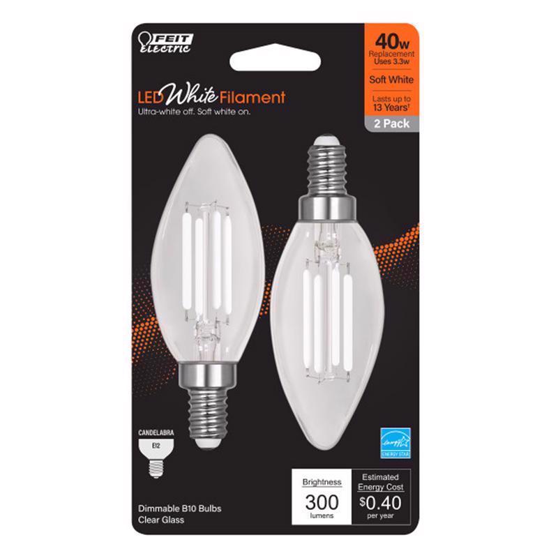 Feit White Filament B10 E12 Filament LED Bulb - Soft White