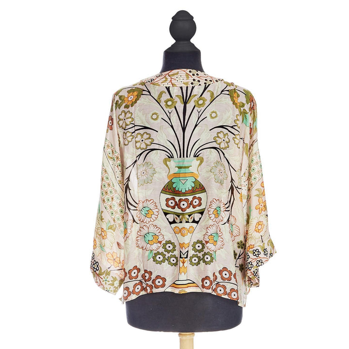 Floral Arch Print Short Kimono