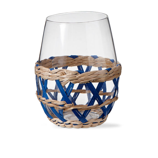Island Lattice Stemless Wine Glass - Blue