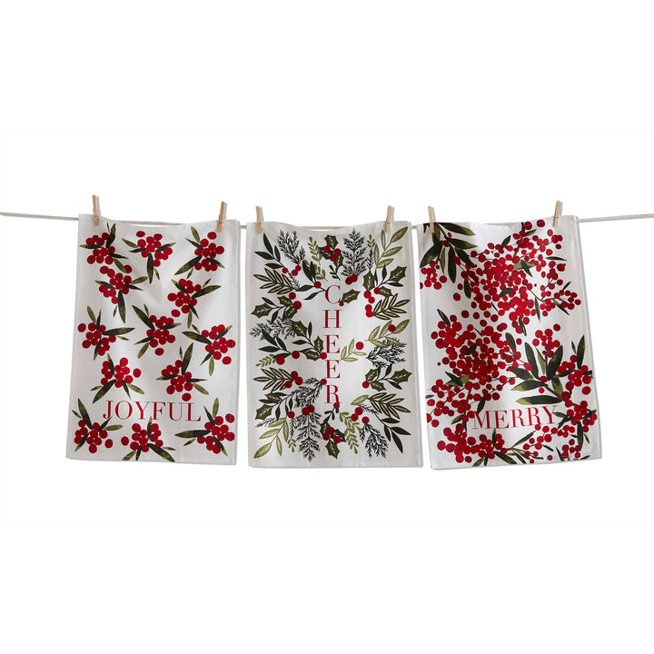 Merry, Cheer, or Joyful Cotton Dishtowel