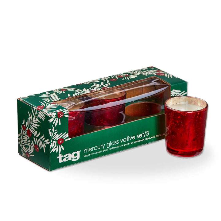 Winter Bonfire Mercury Votive Candle (Set of 3)