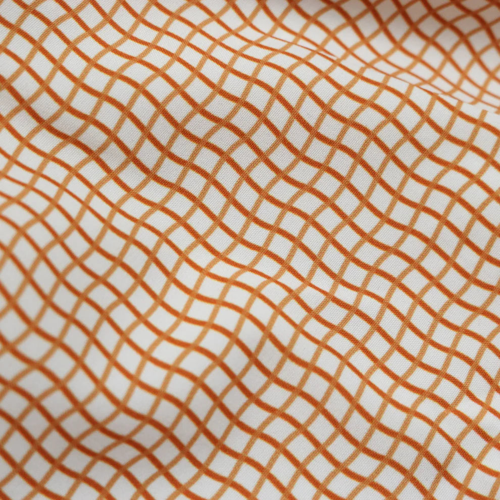 Blue Quail Men's Wave Check Guayabera Burnt Orange