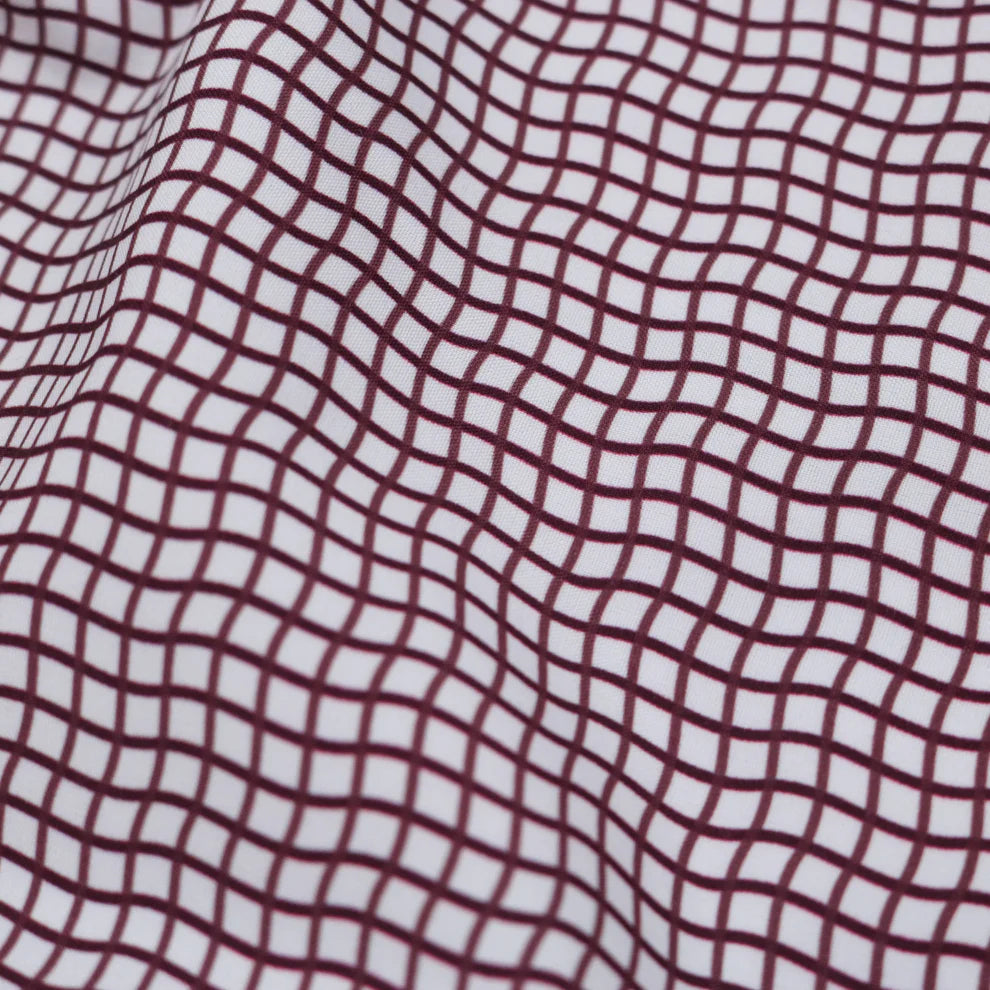 Blue Quail Men's Wave Check Guayabera Maroon