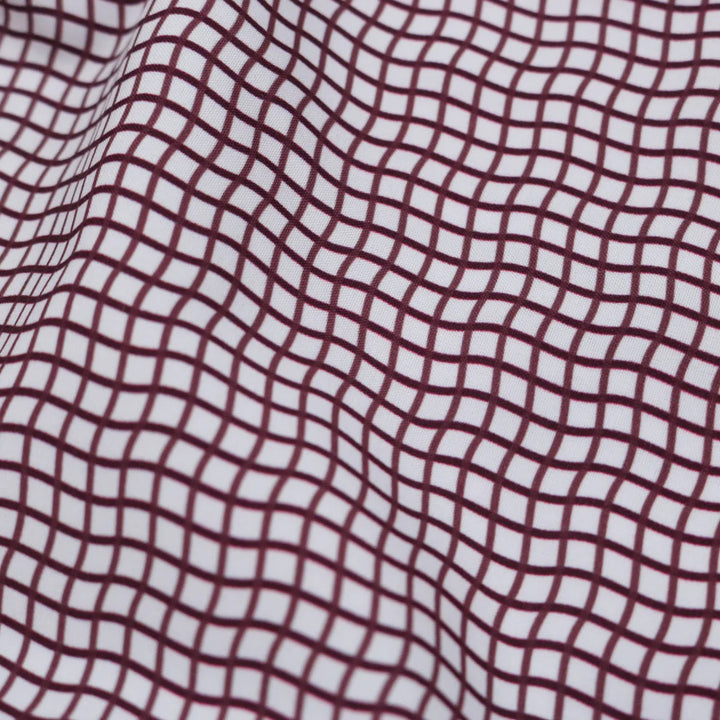 Blue Quail Men's Wave Check Guayabera Maroon