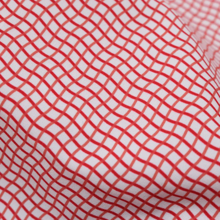 Blue Quail Men's Wave Check Guayabera Red