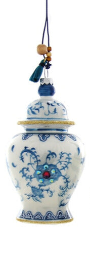 Cody Foster Blue Chinoiserie Ginger Jar Ornament