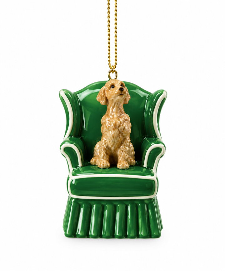Resin Vintage Reproduction Dog in Chair Ornament