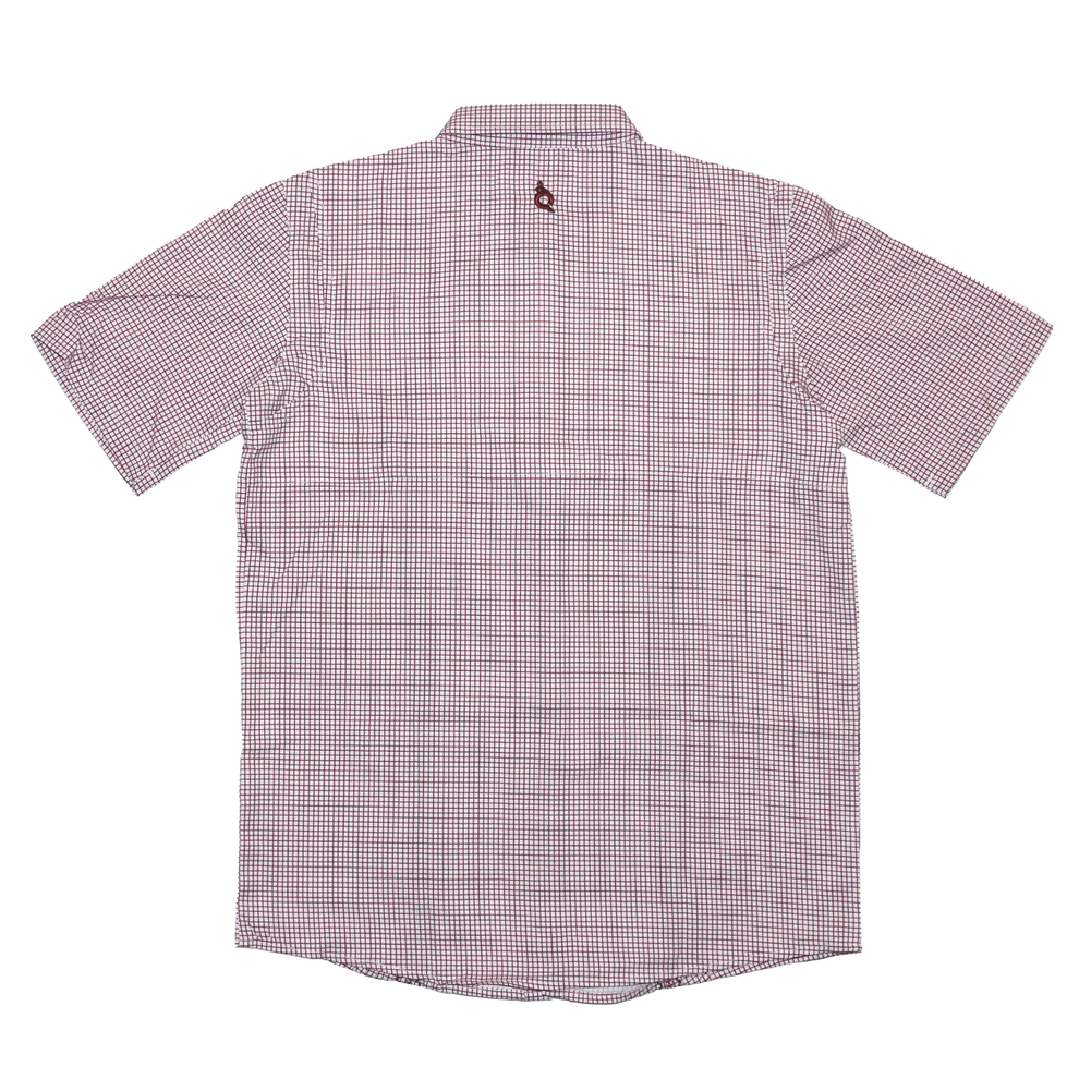 Blue Quail Men's Wave Check Guayabera Maroon