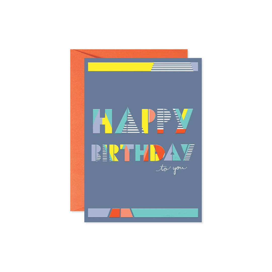 Geometric and Striped Birthday Greeting Card