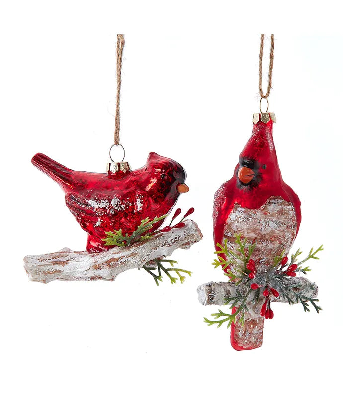 Glass Red Cardinal Ornament