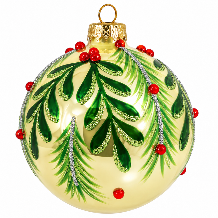Glass Mistletoe Ball Ornament
