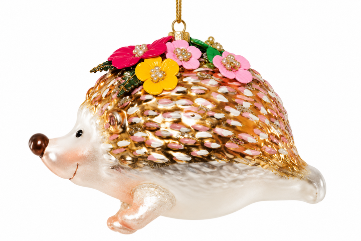Animal with Flowers Glass Ornament