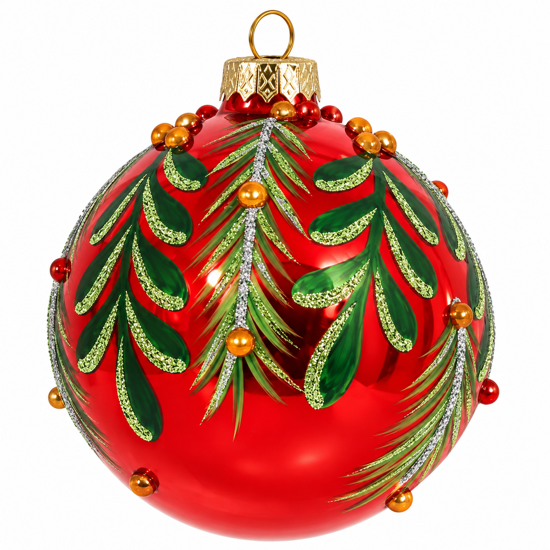 Glass Mistletoe Ball Ornament