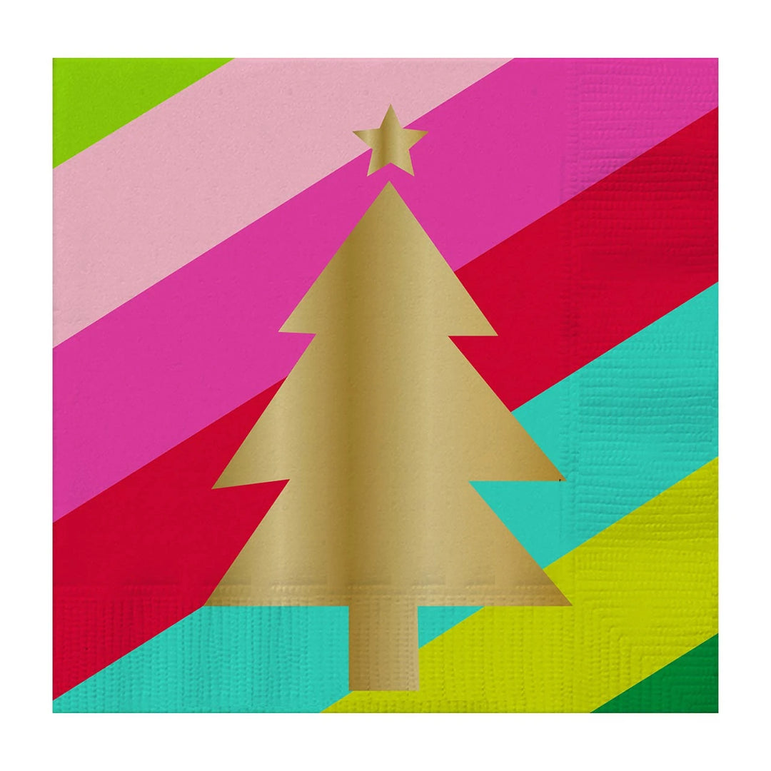 Gold Christmas Tree Paper Beverage Napkins