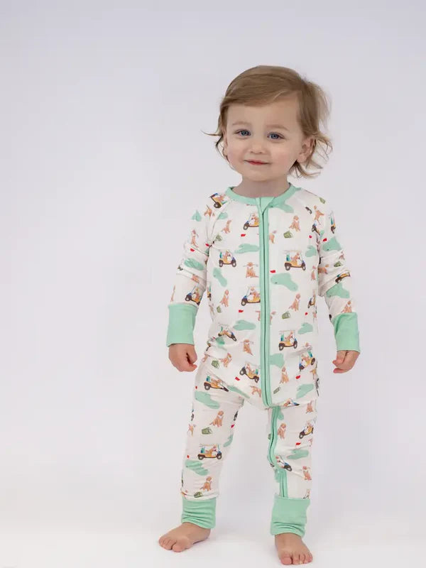 Goosies Kid's Barks & Birdies Long Sleeve Zip Pajamas