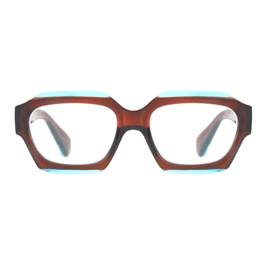 Ryan Simkhai Eyeshop Grace Readers Brown & Transparent Blue