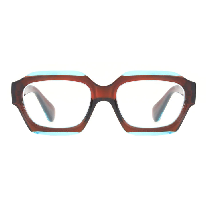 Ryan Simkhai Eyeshop Grace Readers Brown & Transparent Blue