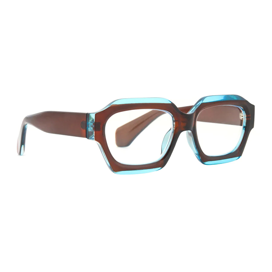 Ryan Simkhai Eyeshop Grace Readers Brown & Transparent Blue