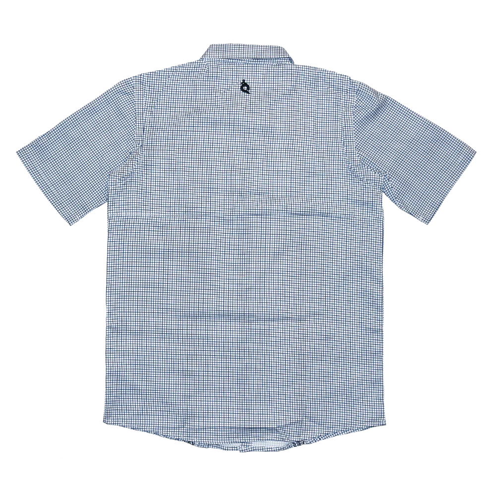 Blue Quail Men's Wave Check Guayabera Navy