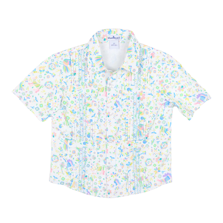 Blue Quail Men’s Guayabera Spring Otomi Short Sleeve Shirt