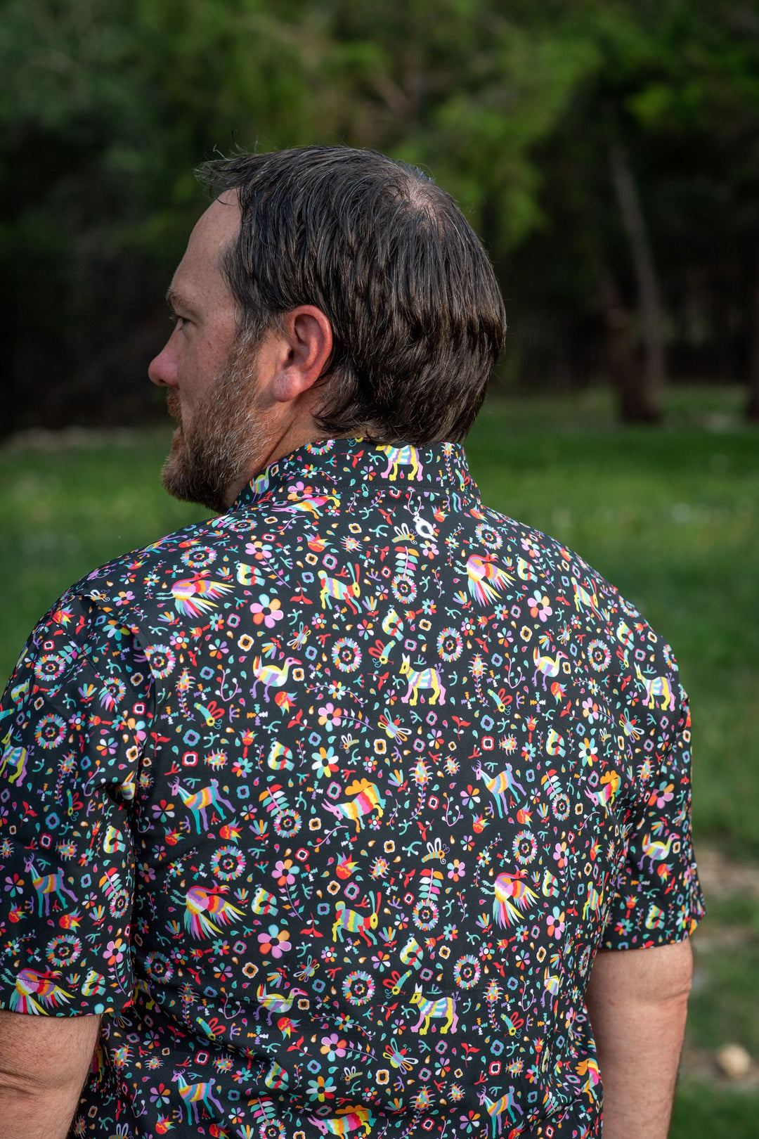 Blue Quail Men's Dark Otomi Short-Sleeve Guayabera