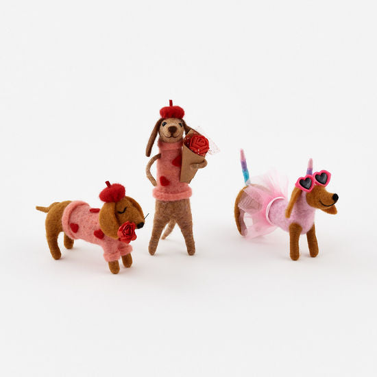 Felt Valentines Dog Figure