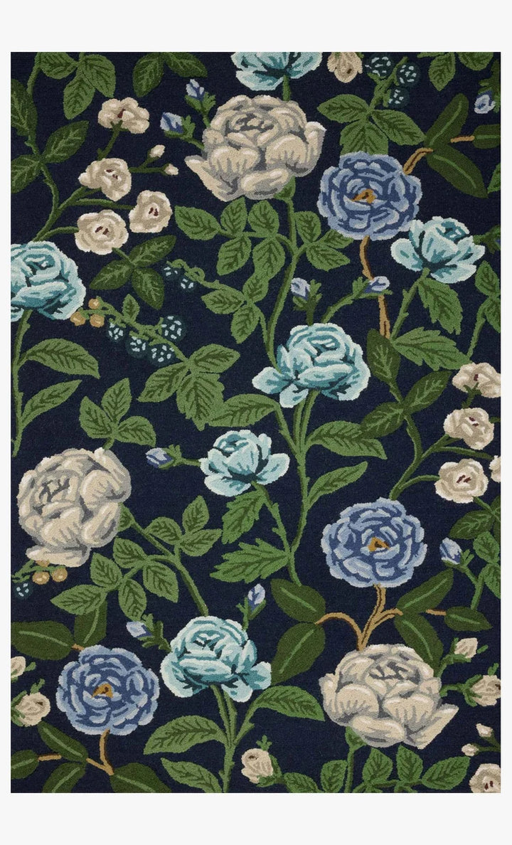 Rifle Paper Co x Loloi Highgrove Collection Navy Rug