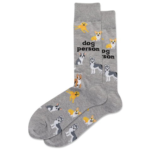 Hot Sox - Men's Dog Person Socks - Heather Grey