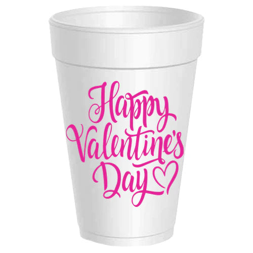 Happy Valentines Day Script Styrofoam Cups