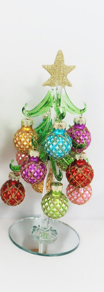 Handmade Glass Tree with Ornaments