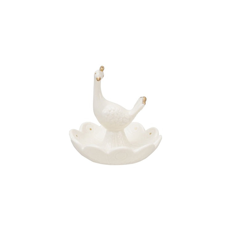 Hazel Mazel Embossed Peacock Stoneware Dish