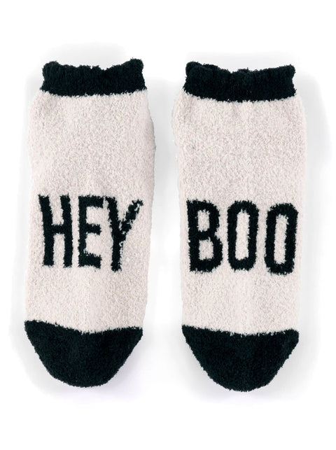 "Hey Boo" Home Socks - Taupe
