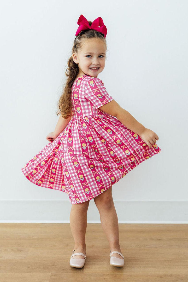 Mila & Rose Girl's I Love You Tulip Much Pocket Twirl Dress