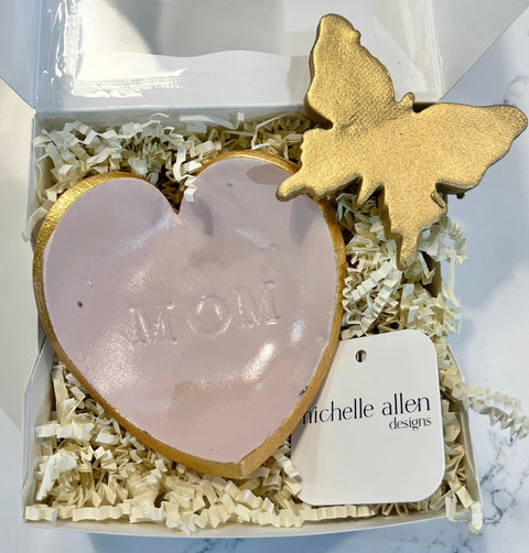 Mother's Day Trinket Dish Gift Box - Pink Heart and Butterfly