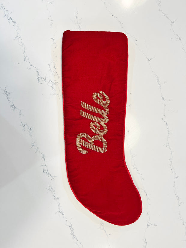 Velvet Bead-Embroidered Stocking - Custom