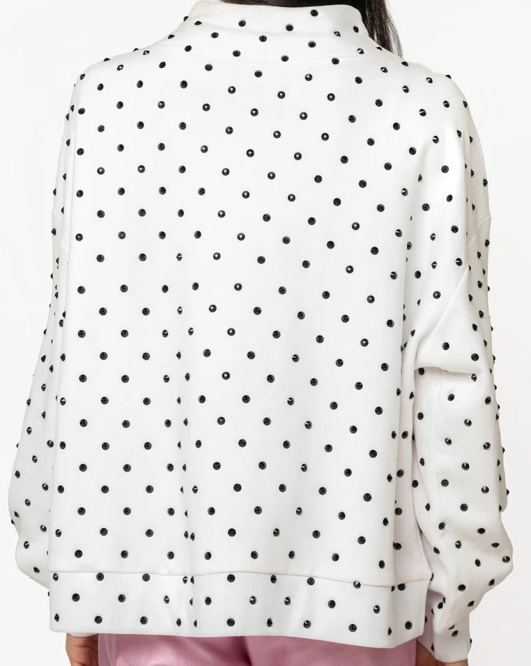 Queen of Sparkles Polka Dot Christmas Tree Mockneck Sweatshirt
