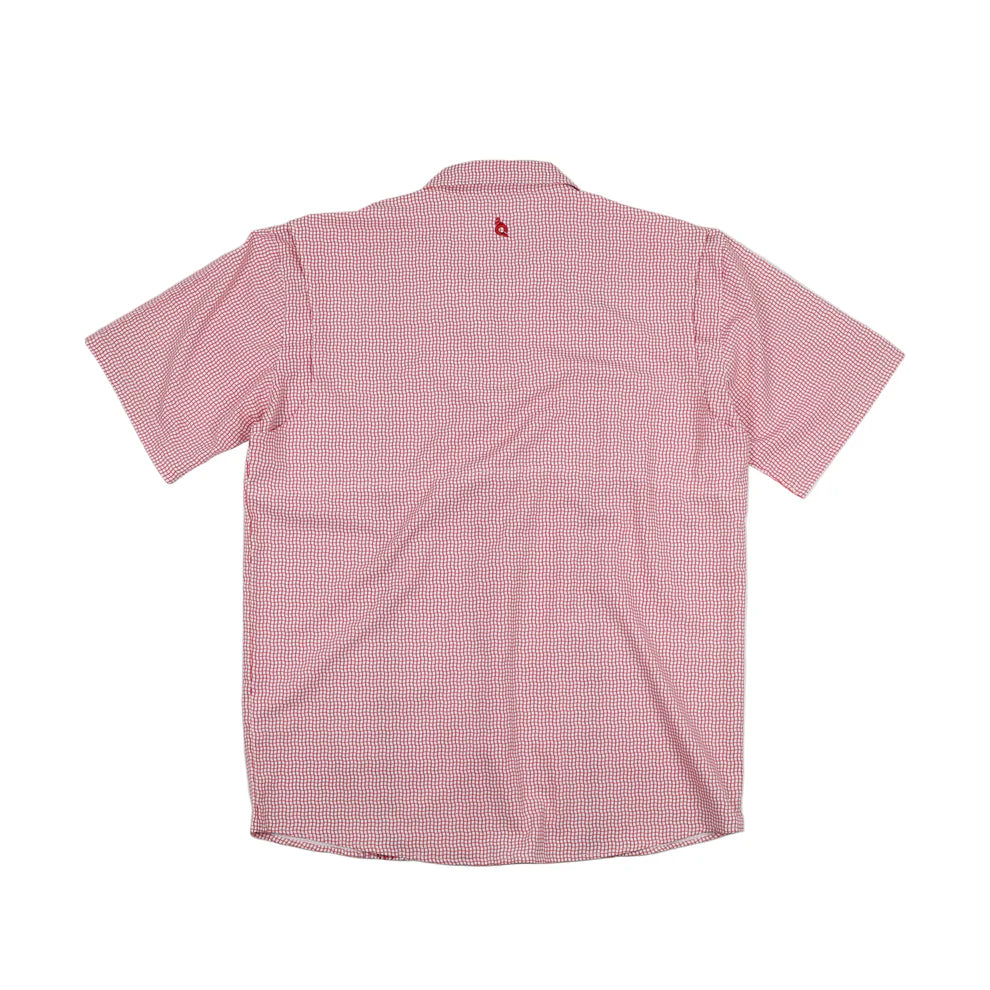 Blue Quail Men's Wave Check Guayabera Red