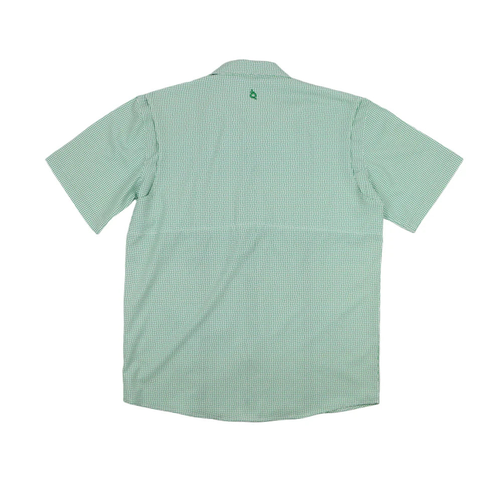 Blue Quail Men's Wave Check Guayabera Green