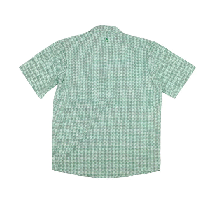 Blue Quail Men's Wave Check Guayabera Green