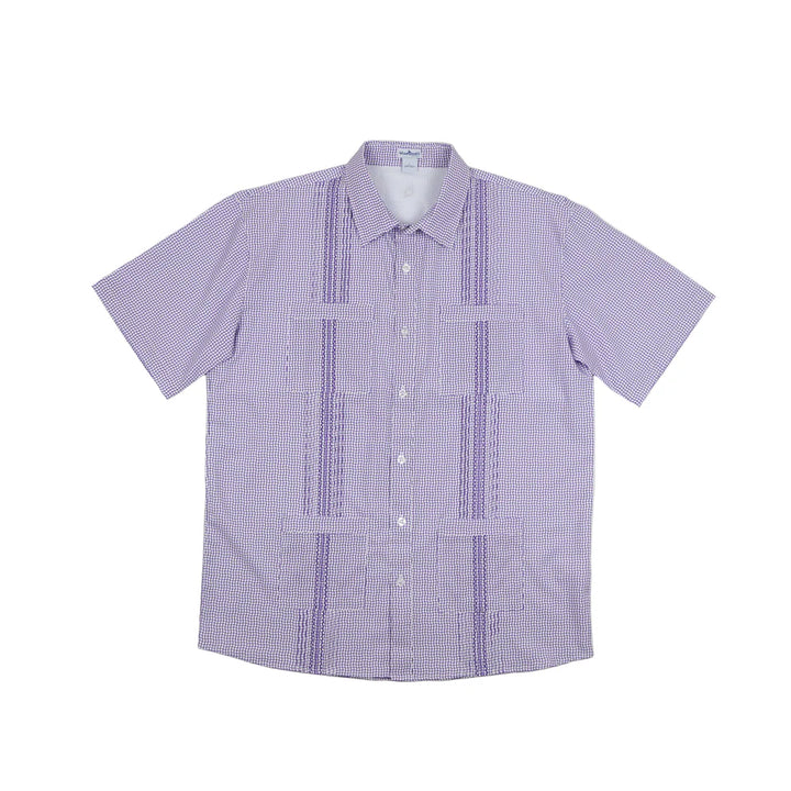 Blue Quail Men's Wave Check Guayabera Purple
