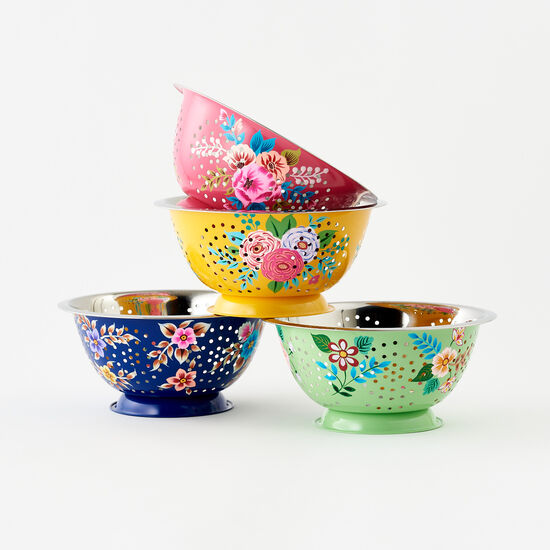 Hand-Painted Floral Colander - Assorted