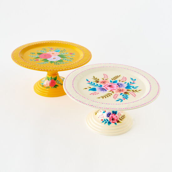 Hand-Painted Floral Cake Stand - Assorted